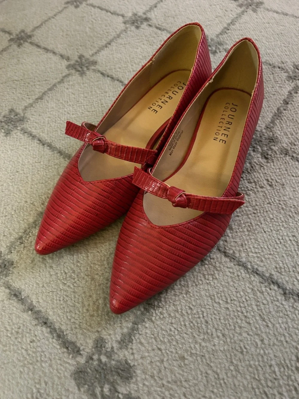 Journee Collection Red Cait Flats with Pointed Toe